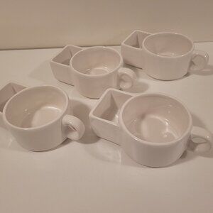 Set of (4) Chili/Soup Bowls in White with Separate Compartment